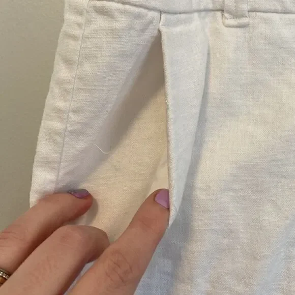 J. Crew White Partial Linen Scalloped Edge Hem Shorts Size 8 - Picture 5 of 8